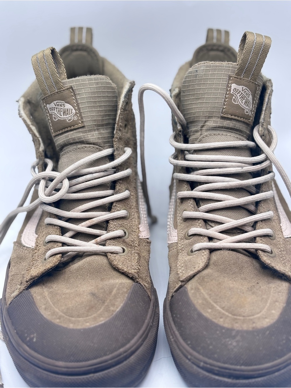 Vans Men’s High-Top Suede Canvas Hiking Shoe in Taupe